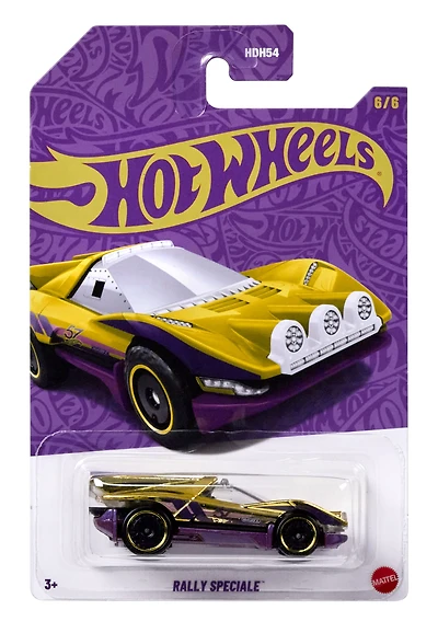 Hot Wheels 1:64 Scale Die-Cast Toy Car or Truck with Purple- & Gold-Colored Deco, Rally Speciale