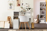 South Shore Crea Table de bricolage avec huche-Blanc solide