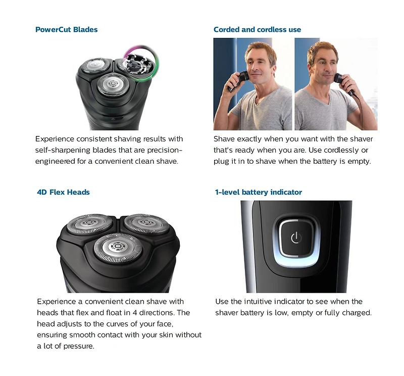 Philips Electric Shaver Series 1000, Dry Cord/Cordless With Pop-Up Trimmer, S1232/41, 1 Electric shaver