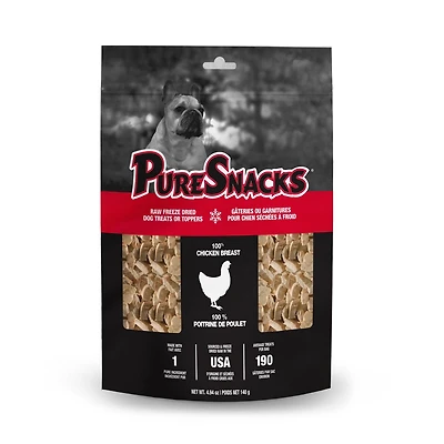 PureSnacks gâteries séchées à froid de poitrine de poulet pour chien Gâteries pour chiens à ingrédient unique