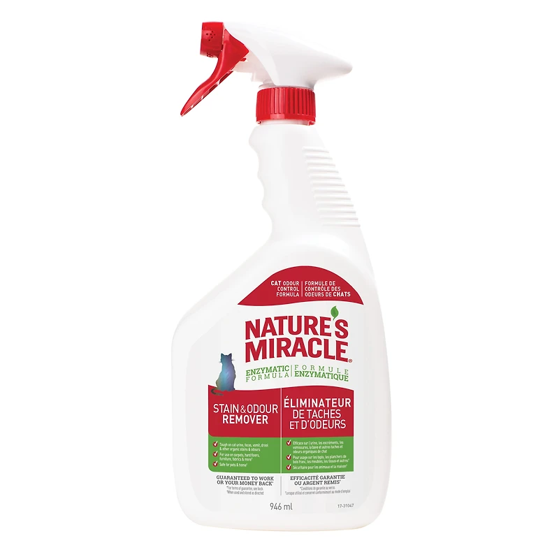 Nature’s Miracle Stain And Odour Remover For Cats 32 Ounces, Spray, Odour Control Formula