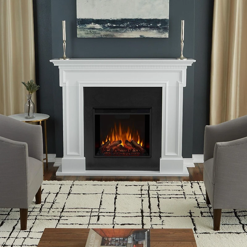 Thayer 55" Electric Fireplace in White
