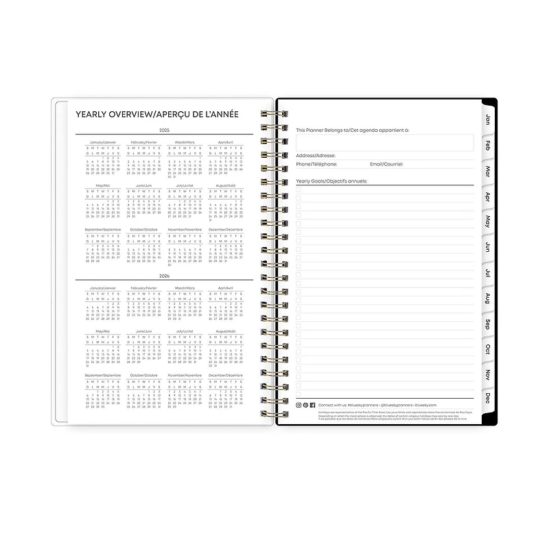 2025 Weekly Monthly Planner, 5 x 8, Blue Sky, Naveah, 5x8 Weekly/Monthly Planner
