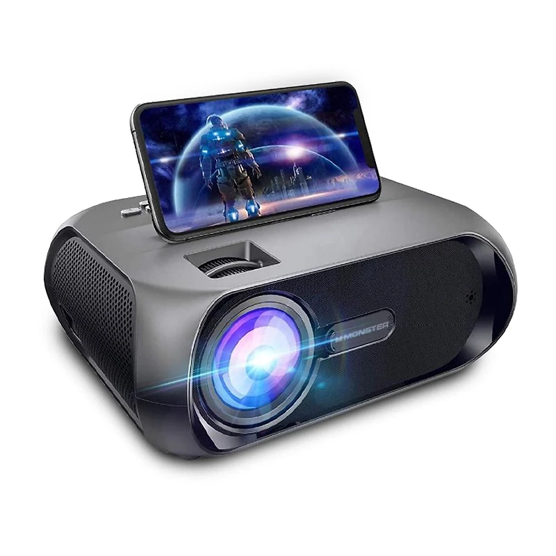 Monster Image Stream Wireless Super Bright 1080P FHD TFT LCD Projector Kit With Included 120-Inch Screen and Travel Case MHV1-1052-CAN