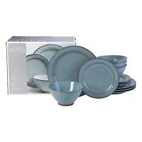 Gibson Elite Terranea Service de table 12 pièces Bleu sarcelle Terre cuite