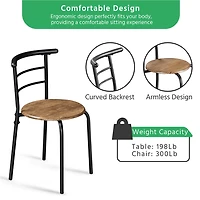 Fullfurnique Ensemble de salle à Manger Rond Moderne 3 Pièces avec Table et 2 Chaises Pieds en Acier, Brun