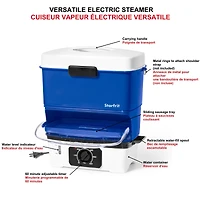 Starfrit Cuiseur Vapeur Électrique pour hot-dogs, Cuit jusqu'à 12 hot-dog à la fois, Composantes emboîtables pour un rangement facile, Édition spéciale bleu