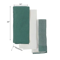 Kitchen Towel Set Of 3 PCs Block Print Waffle Green