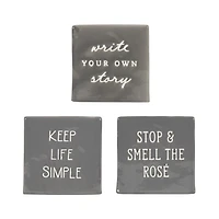 Plaque carrée de table en porcelaine “Keep Life Simple” Linden 10,4cm L x 10,2cm H x 3,5cm P