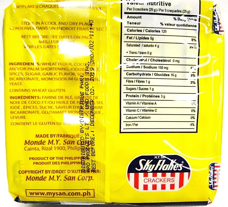 MY San Skyflakes Crquelins Au Saveur D'ail 250g