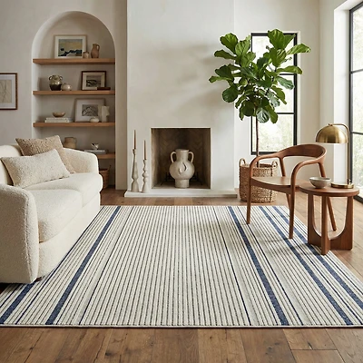 Rug Branch Maise Abstract Indoor Outdoor Area Rug, Cream Blue, Modern - Entryway, Hallway, Bathroom, and Kitchen