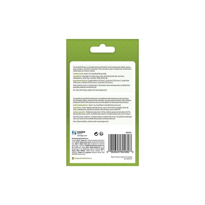 Régals Living World pour petits animaux, pastilles, arôme de carotte, 75 G 75 g (2.6 oz)arôme de carotte