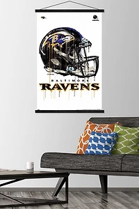 NFL Baltimore Ravens - Drip Helmet 20 Wall Poster with Magnetic Frame, 22.375" x 34"