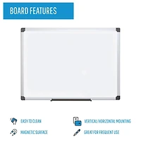 Tableau effaçable à sec en acier magnétique MasterVision Maya, 24 po x 36 po, cadre en aluminium