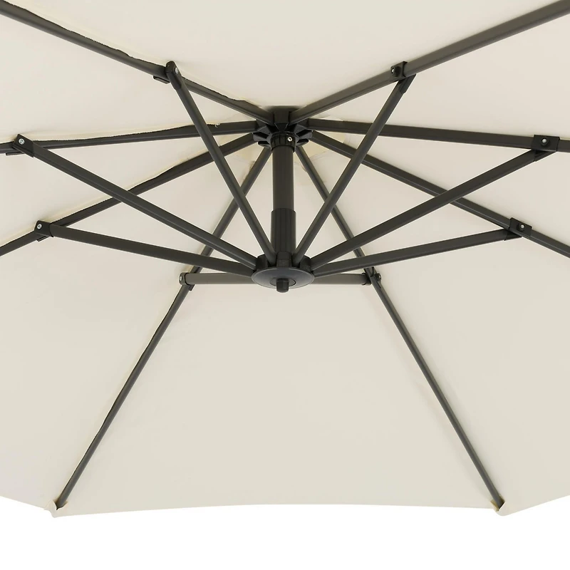 CorLiving Endure 9.5ft Cantilever Outdoor Patio Umbrella with Fillable Wheeled Base and Aluminum and Steel Frame