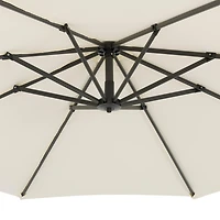 CorLiving Endure 9.5ft Cantilever Outdoor Patio Umbrella with Fillable Wheeled Base and Aluminum and Steel Frame