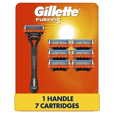 Rasoir Gillette Fusion5 pour hommes, 1 manche de rasoir Gillette de rechange de rasoir, avec BandeLubri pour un rasage de près manche avec 7 cartouches de rechange