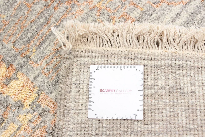 ECARPETGALLERY 4'8" x 6'6" Bordered Finest Oushak Hand-knotted Area Rug for Living Room, Dining Room and Bedroom in Grey