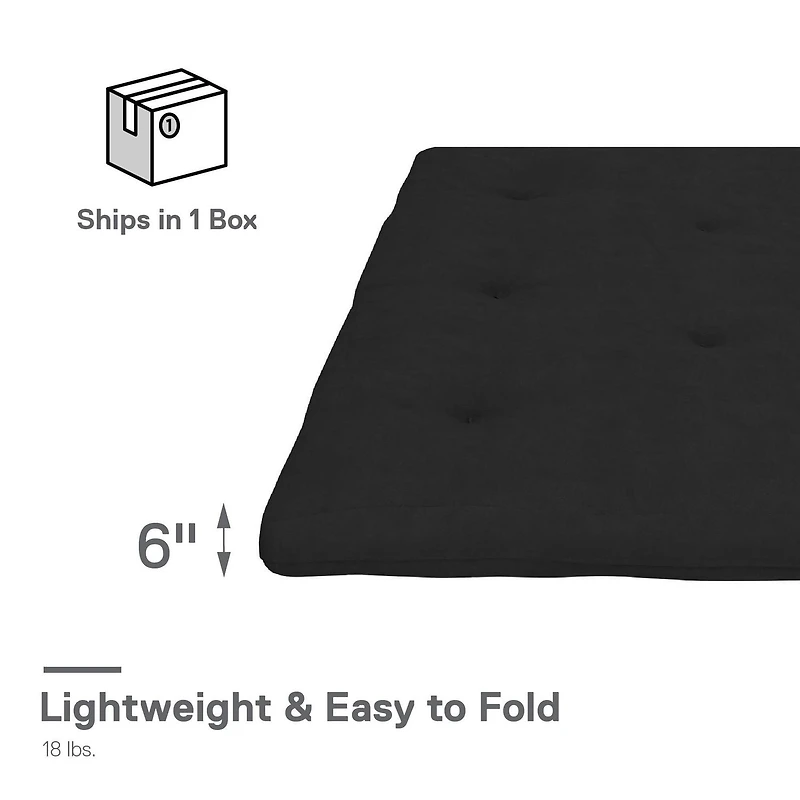 Kali 6 inch Thermobonded High Density Polyester Fill Futon Mattress, Full