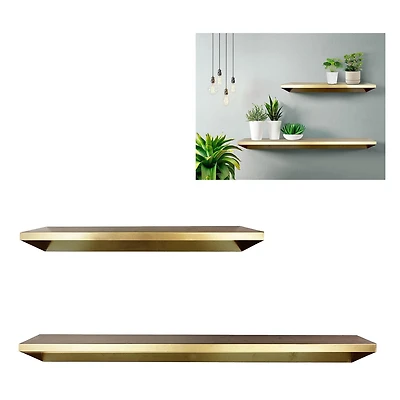 Elegant Gold Metal Wall Shelves (Set of 2), 36"Wx5"Dx3"H,24"Wx5"Dx3"H