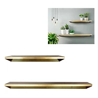 Elegant Gold Metal Wall Shelves (Set of 2), 36"Wx5"Dx3"H,24"Wx5"Dx3"H