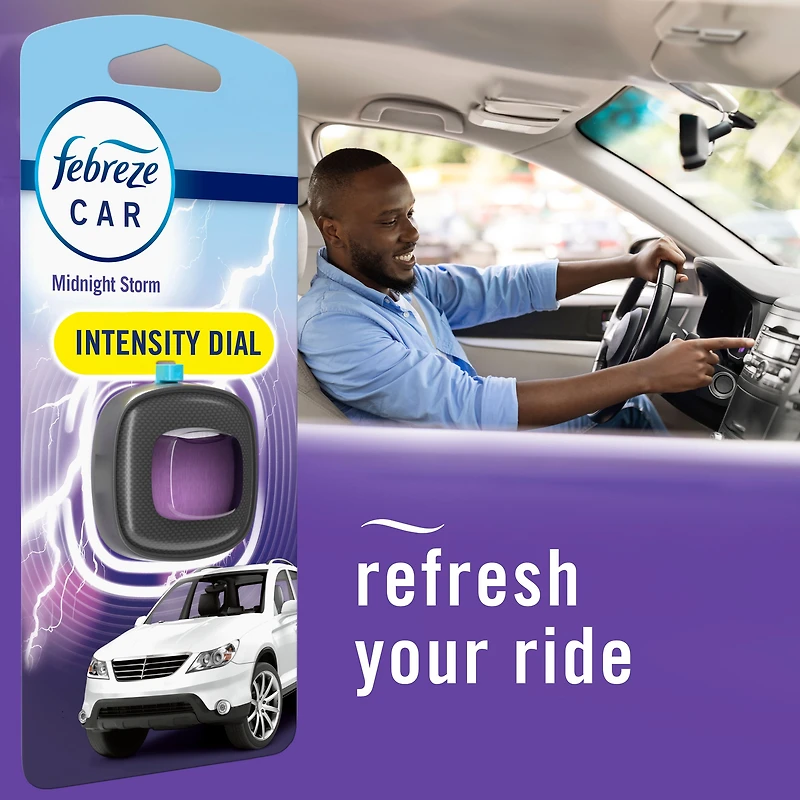 Assainisseur d’air pour voiture Febreze, éliminateur d’odeurs sous forme de pince pour bouche d’air d’automobile, parfum Tempête de minuit, 2unités 4ML