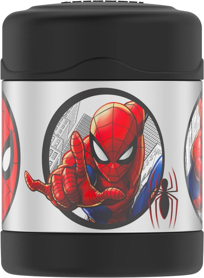 Thermos Kids Pot à nourriture FUNtainer isolé sous vide en acier inoxydable, 295 ml, Spiderman Noir, F30021SP