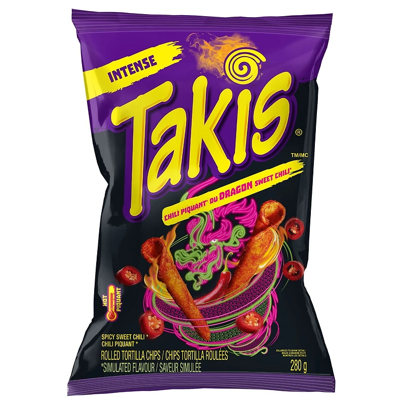 Croustilles de tortilla roulées Takis au chili piquant du dragon