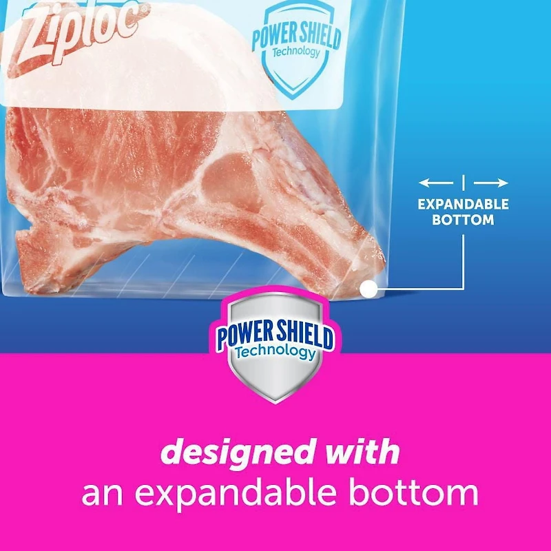 Ziploc Sacs de congélation Slider grand format pour la conservation des aliments, Technologie Power Shield 24 sacs