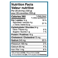 BlueWater Seafoods Popcorn Shrimp Whole, Tail-Off Shrimp, Breaded with Crunchy Panko Breadcrumbs, Frozen, 325 g Package, Crunchy panko breaded popcorn shrimp