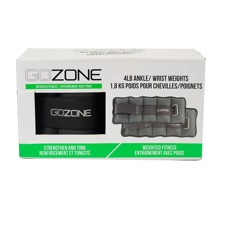 Poids pour chevilles/poignets GoZone – Gris/noir Alourdi avec du sable