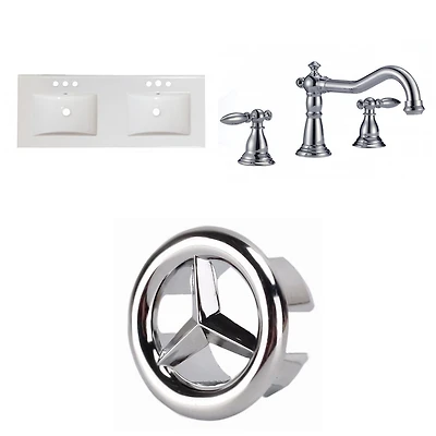 American Imaginations 47.6-in. W Floor Mount White Vanity Set For 3H4-in. Drilling Bianca Carara Top White UM Sink AI-24189