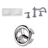 American Imaginations 47.6-in. W Floor Mount White Vanity Set For 3H4-in. Drilling Bianca Carara Top White UM Sink AI-24189