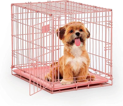 Midwest Icrate – Porte simple rose de 24 po pour chiens