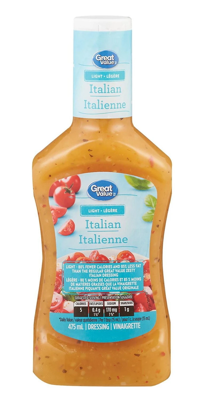 Vinaigrette italienne piquante hypocalorique de Great Value