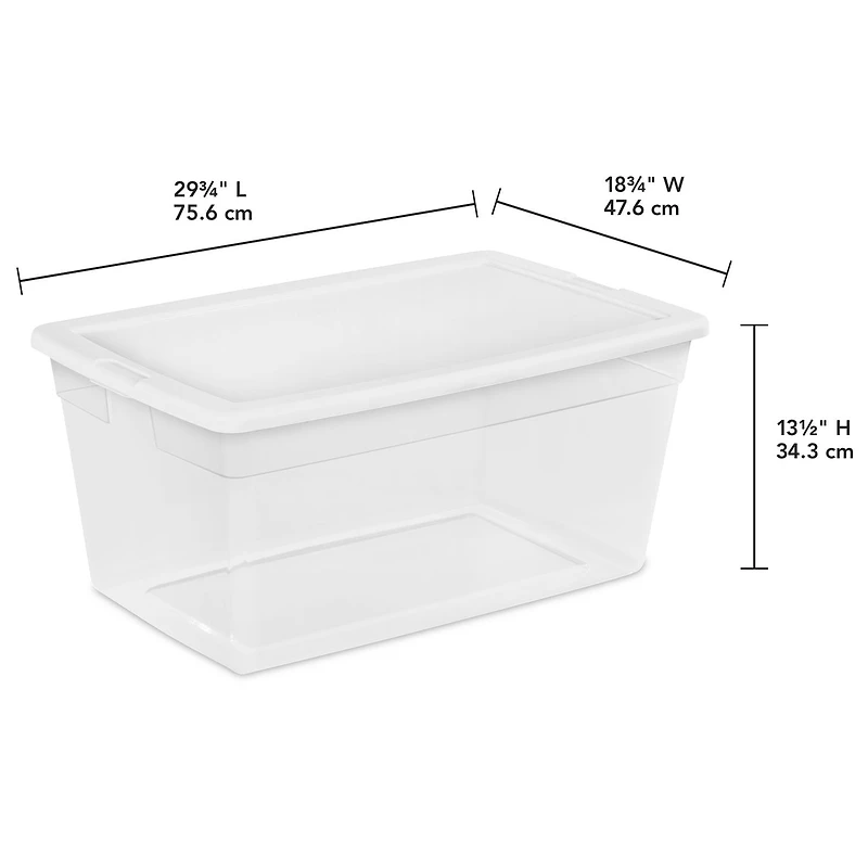 Sterilite 85L BoÎte Rangement -Blanc - 4 pq.