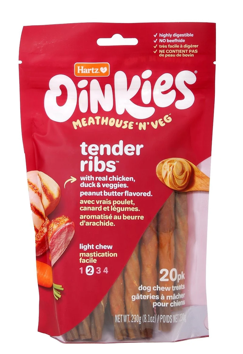 Oinkies Meathouse N'Veg Tender Ribs Dog Treat Chew 20pk