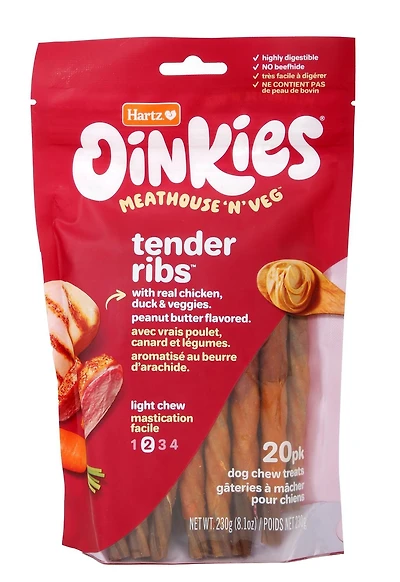 Oinkies Meathouse N'Veg Tender Ribs Dog Treat Chew 20pk