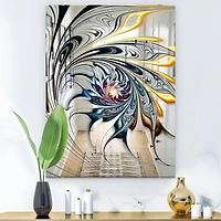 Designart 'White Stained Glass Floral Art' Moderne et Miroir - Miroir Accent - 28x40