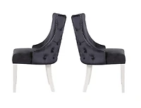Chaise Odie en noir, chaise de salle à manger avec garniture cloutée, chaise de salle à manger en velours, chaise de salle à manger avec pieds en acier inoxydable pour cuisine et salon - Ensemble 2
