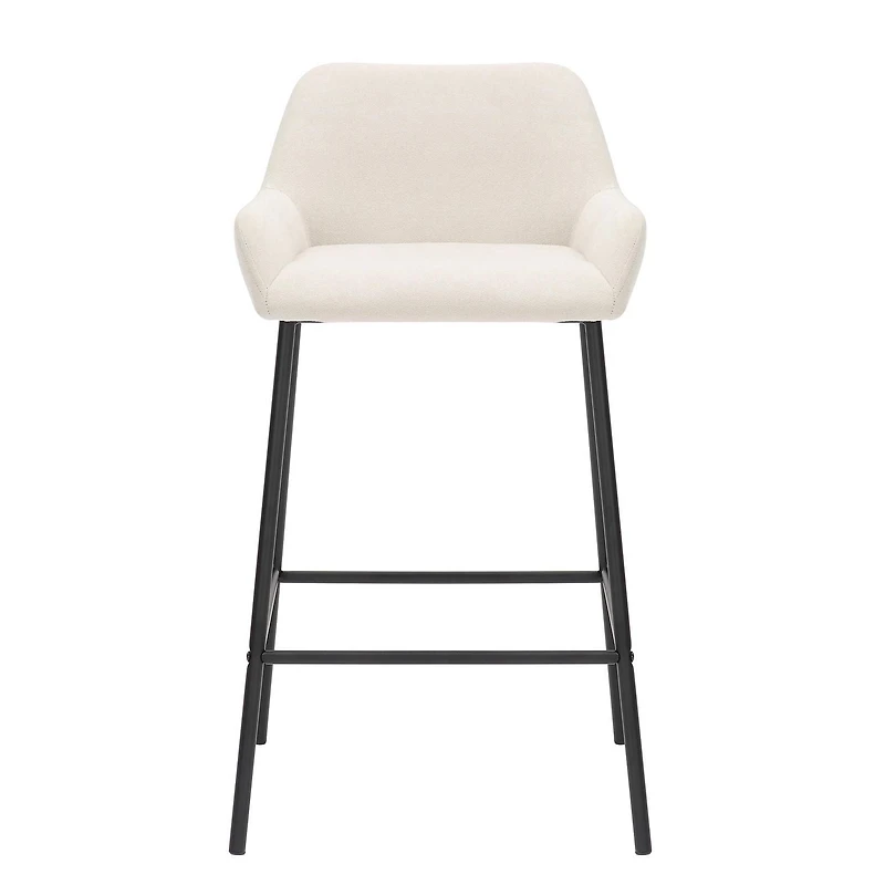 Modern Fabric and Metal  26" Counter Stool, Set of 2 - Beige and Black