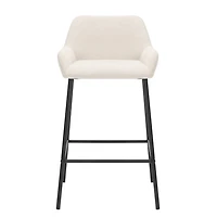 Modern Fabric and Metal  26" Counter Stool, Set of 2 - Beige and Black