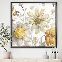 Designart Champs d'or Aquarelle Fleur V Art mural encadré