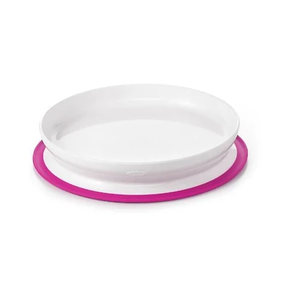 OXO Tot - Assiette à Ventouse Stick & Stay - Base à Ventouse Sécurisée - Favorise l'Auto-Alimentation - Passe au Lave-Vaisselle - Facile à Enlever pour les Parents - Alimentation Bébé dès 6 Mois -Rose