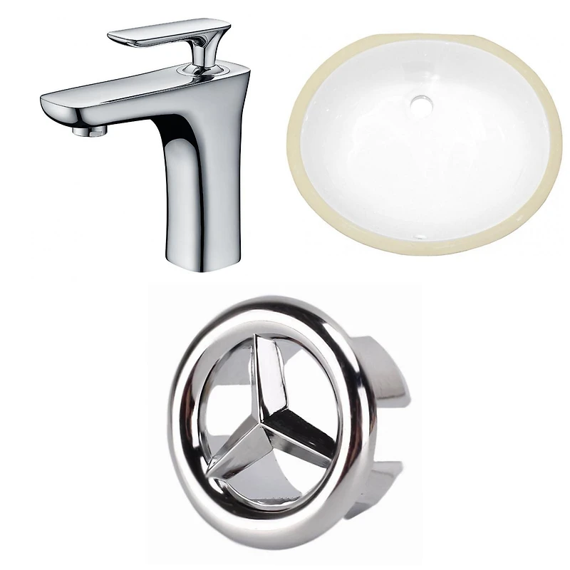 American Imaginations 16.5-in. W CSA Oval Bathroom Undermount Sink Set In White - Chrome Hardware AI-26950