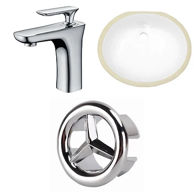 American Imaginations 16.5-in. W CSA Oval Bathroom Undermount Sink Set In White - Chrome Hardware AI-26950