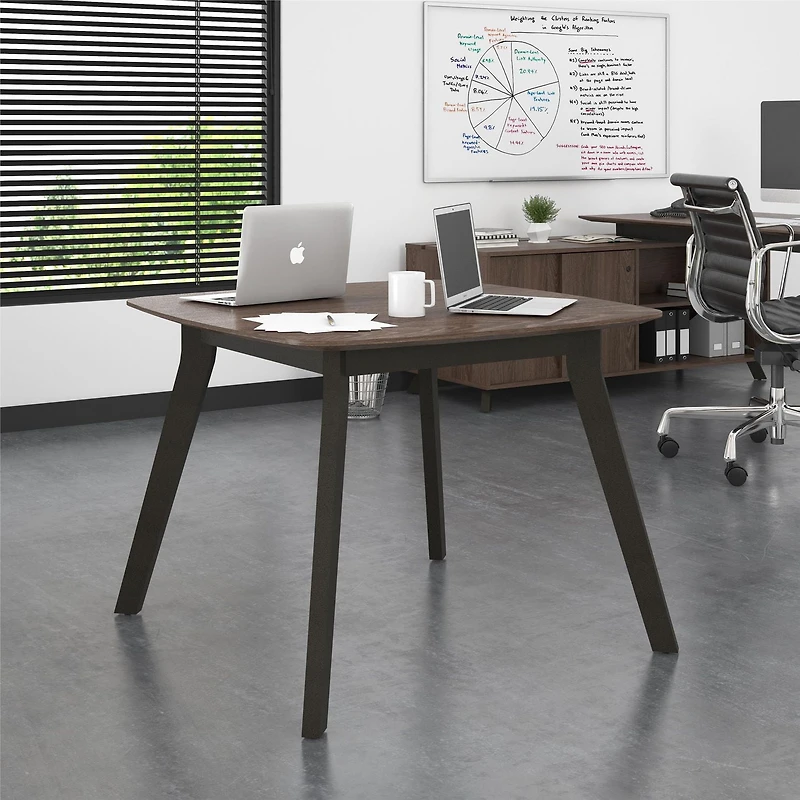 AX1 Square Meeting Table, Medium Brown