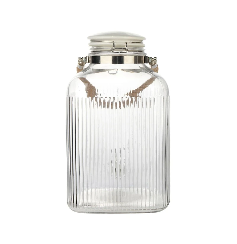 Hometrends Clear  Ribbed  Glass  Beverage Dispenser, 2 galllon,1 piece, Glass Beverage Dispenser