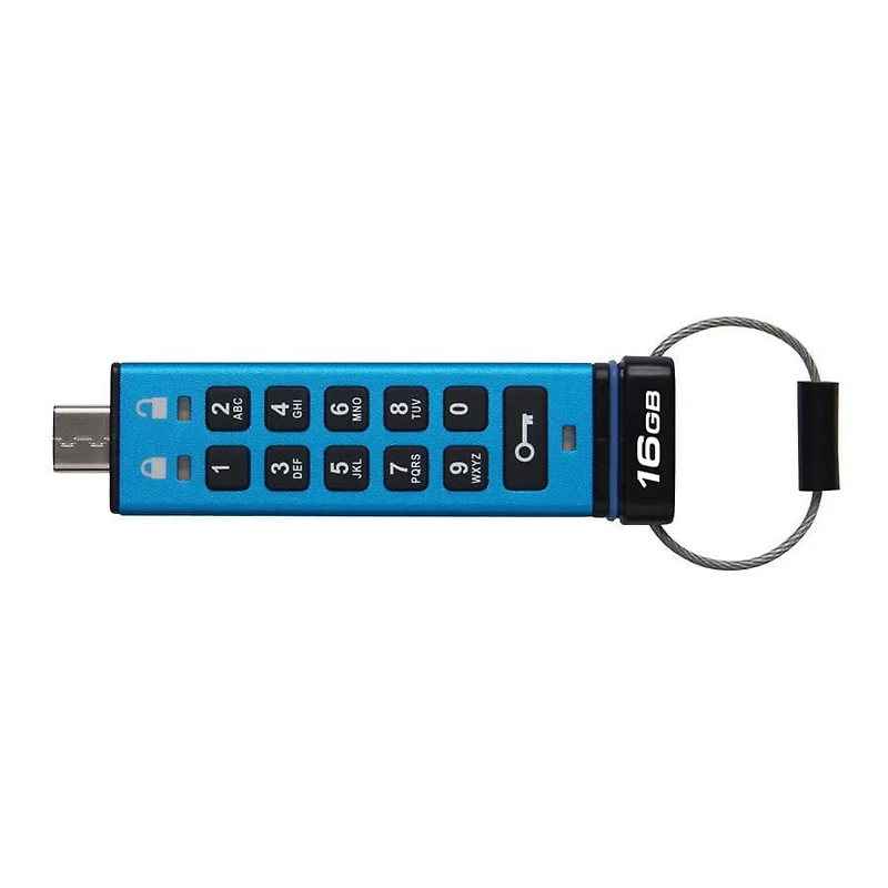 Kingston Ironkey Keypad 200 Clé USB cryptée USB-C 16 Go | Indépendant du système d'exploitation | FIPS 140-3 niveau 3 | XTS-AES 256 bits | Protection BadUSB et Brute Force | Option multi-broches | IKK