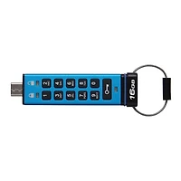 Kingston Ironkey Keypad 200 Clé USB cryptée USB-C 16 Go | Indépendant du système d'exploitation | FIPS 140-3 niveau 3 | XTS-AES 256 bits | Protection BadUSB et Brute Force | Option multi-broches | IKK